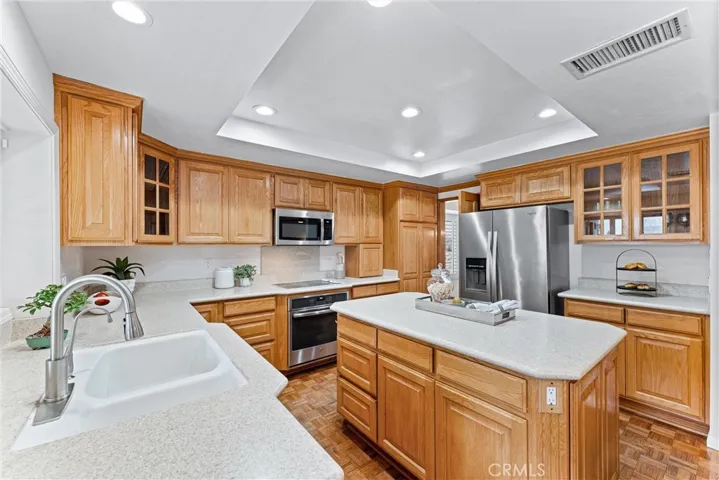 The kitchen has an abundance of storage and a nice center island