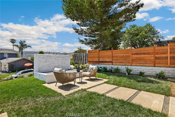 backyard and fountain