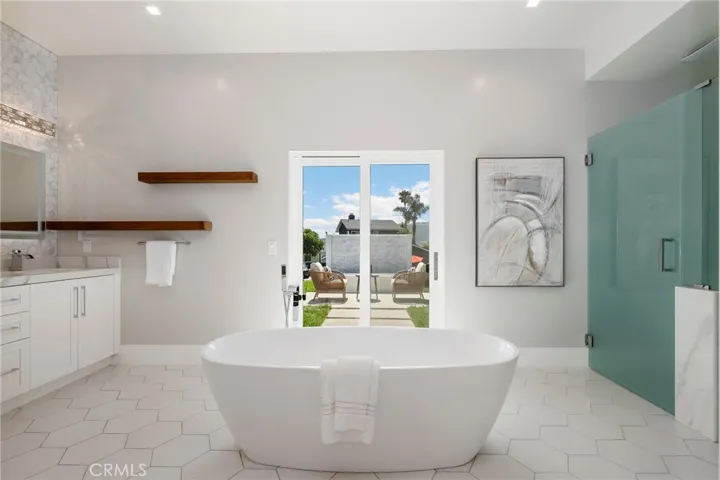 master bathroom view to fountain