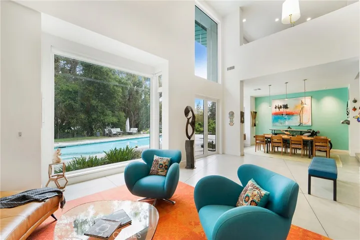Looking out to the backyard and pool!