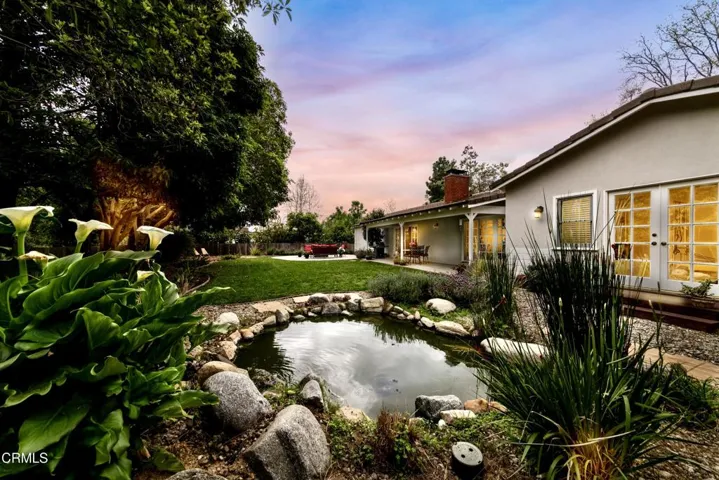 Koi pond water feature.