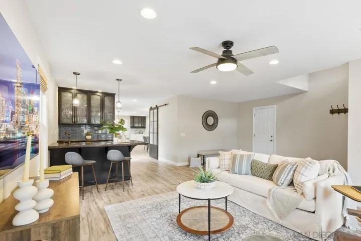 Wet bar and plenty of natural light