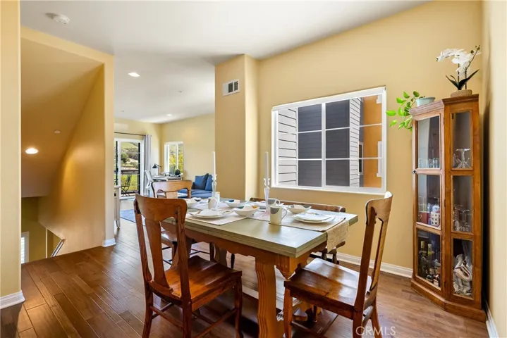 dining area with living room in background