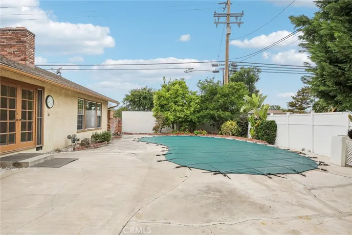 Back yard with it many mature fruit trees