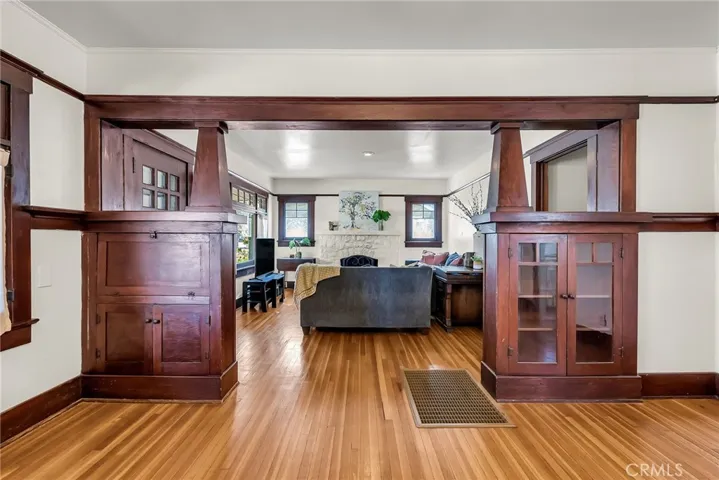 View from formal dining room into the living room