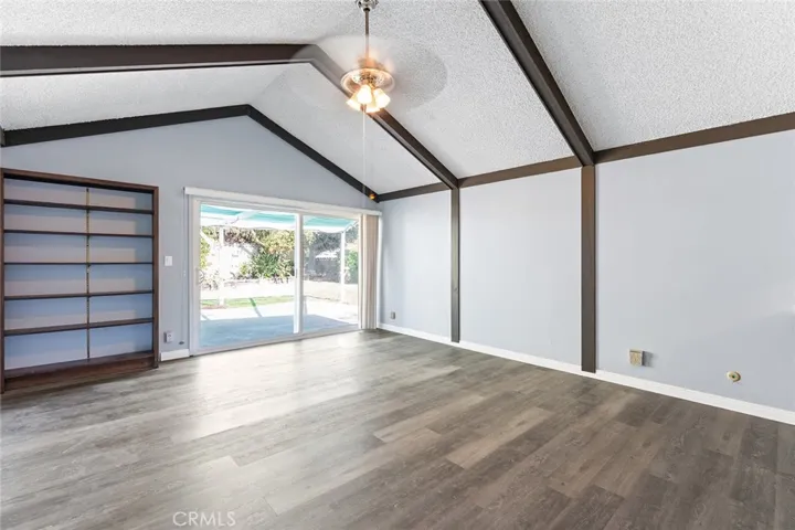 Living room with vaulted ceilings