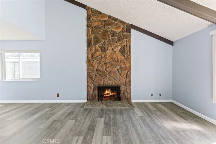 Family room with vaulted ceilings