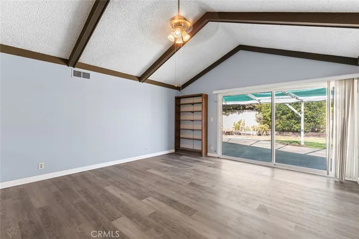 Living room opens to backyard