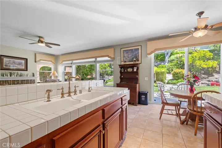 Kitchen w/ backyard views