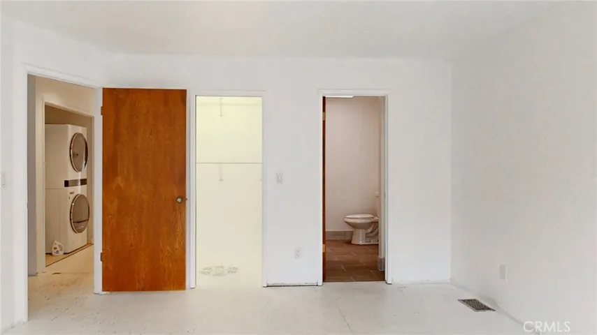 There is a large walk-in closet in the primary bedroom.
