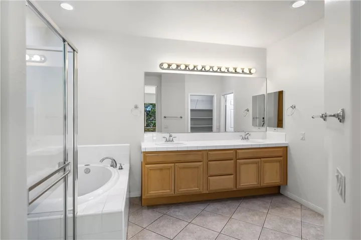 Primary Bath. Dual sinks, separate tub & shower