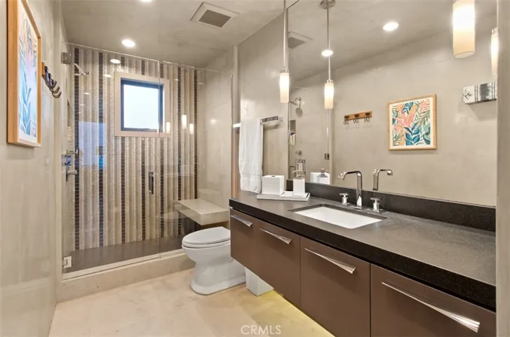 Each secondary bath is elegantly customized.