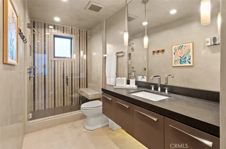 Each secondary bath is elegantly customized.