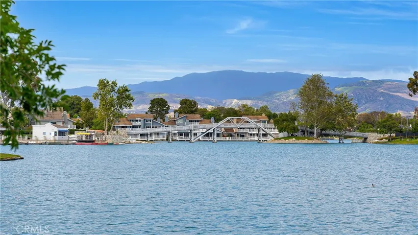 The view from the center overlooking the lake and toward the mountains