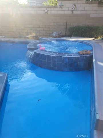 Private backyard pool and spa