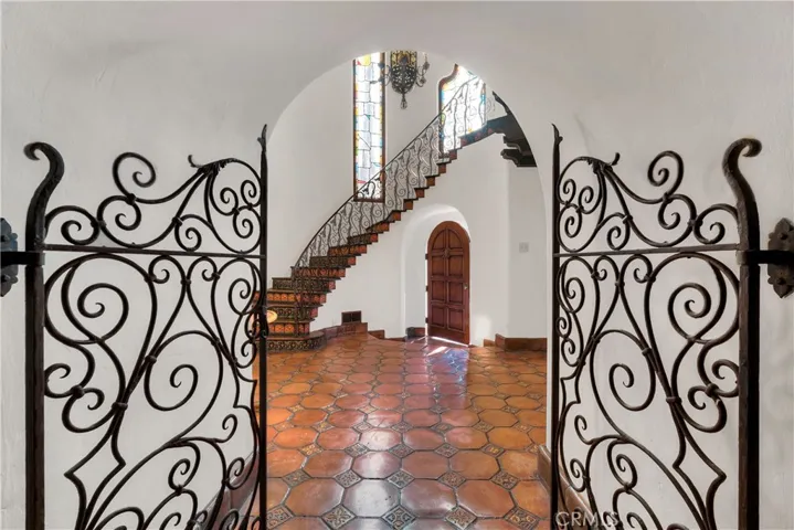 Fabulous wrought iron gates looking back into the entry.