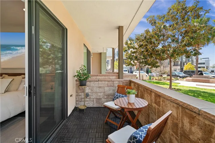Private patio overlooking sweeping green space