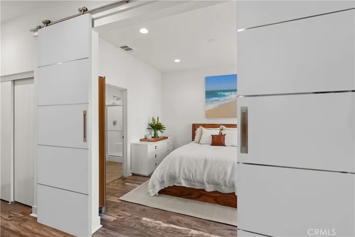 First level barn doors are actually red. They can be painted any color. We photoshopped white to show a different style. 

