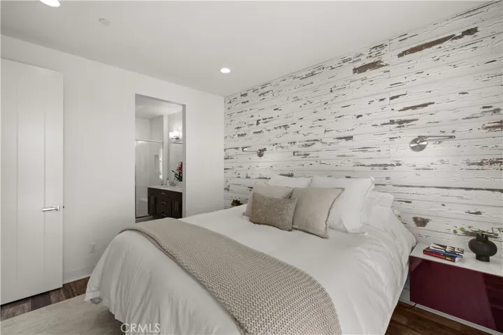 Primary suite with  shiplap wall