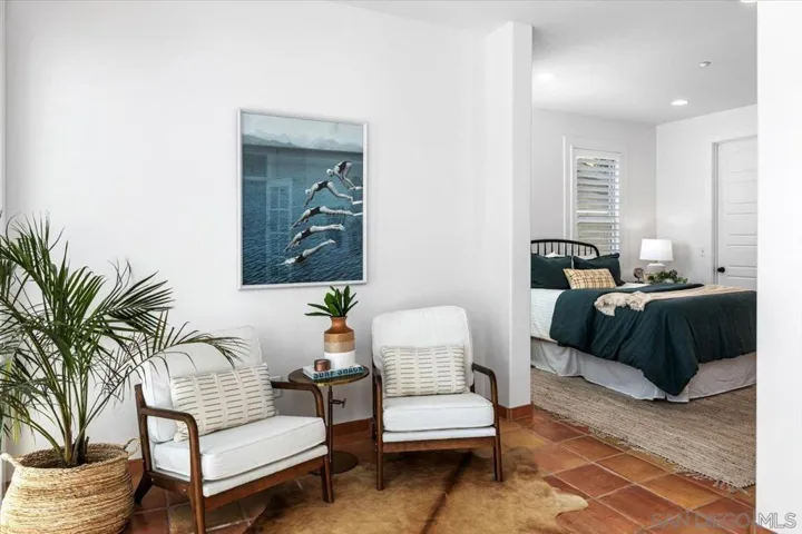 One downstairs bedroom with connected living area