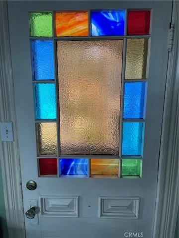 Gorgeous stained glass and wood door