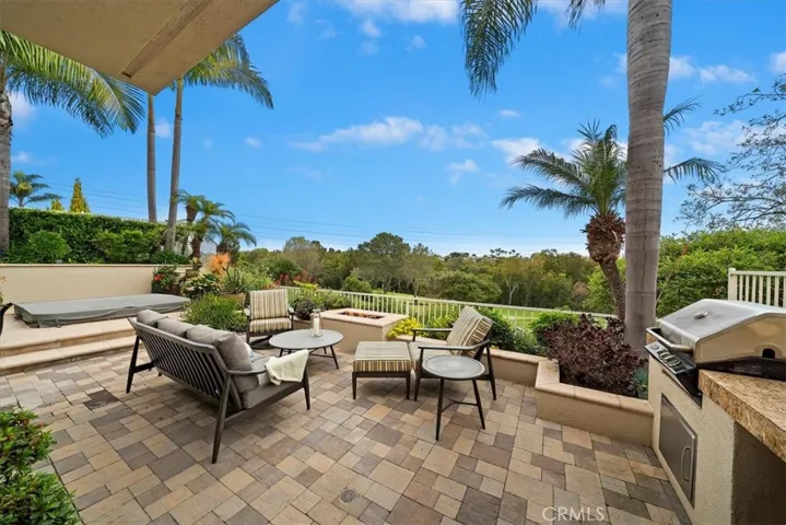 backyard patio with built-in BBQ