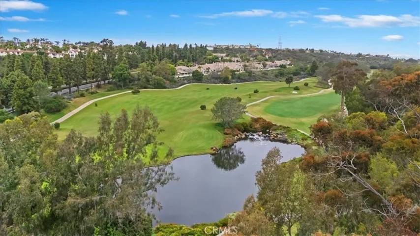 aerial golf course lake