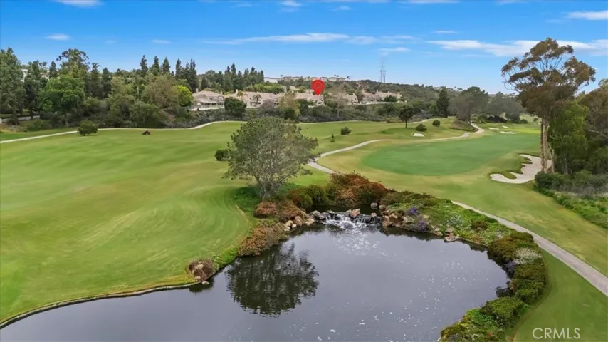 aerial golf course lake