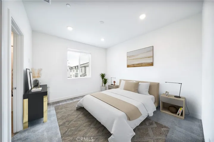 Upstaris secondary primary bedroom with ensuite-digitally staged.