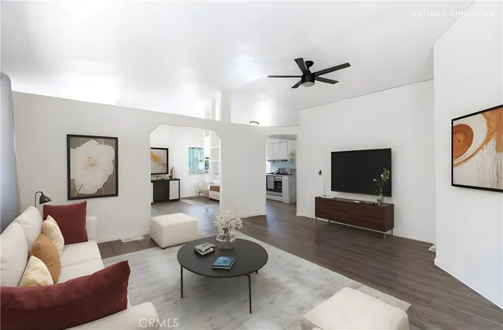 Virtually staged living room.