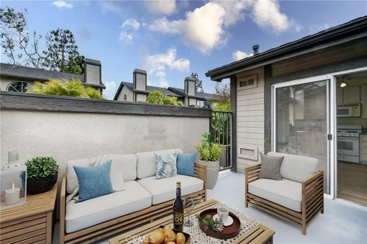 Front patio virtually staged