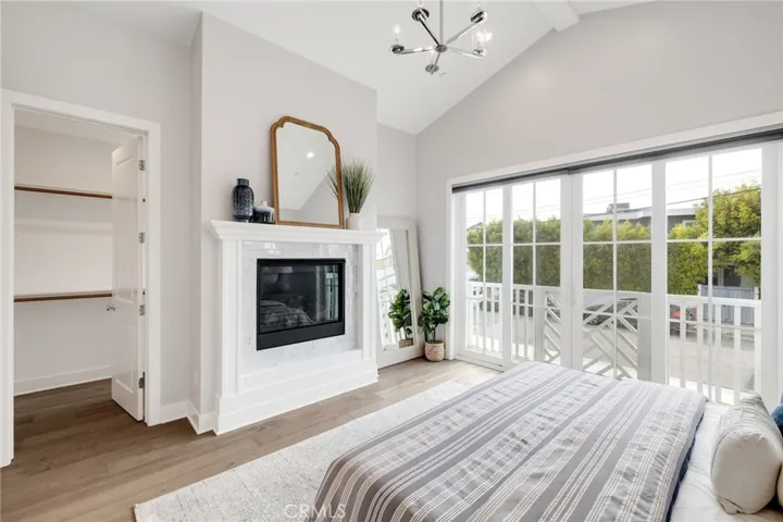 fireplace and balcony