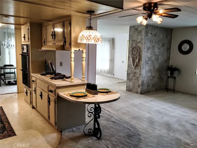 kitchen opens to family room