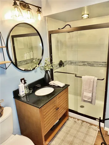 The downstairs bath convenient for quests