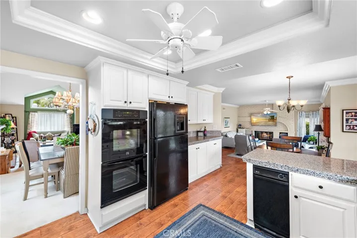 Kitchen features a double self-cleaning oven and more counter space with more storage.