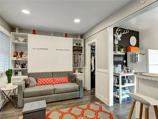 Murphy bed and a couch