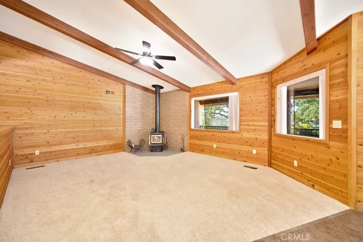 Beamed vaulted ceiling in the living room/greatroom