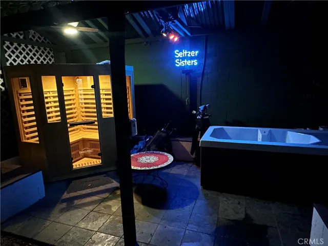 Romantic nightime spa, sauna and plunge