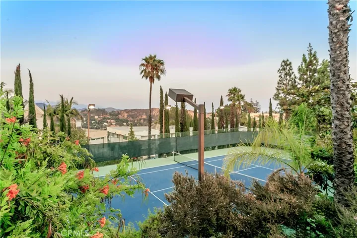 House view of tennis court