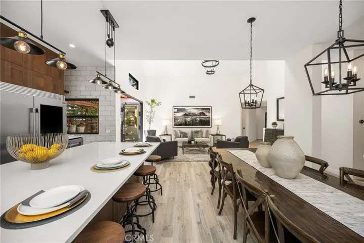 an expansive kitchen island