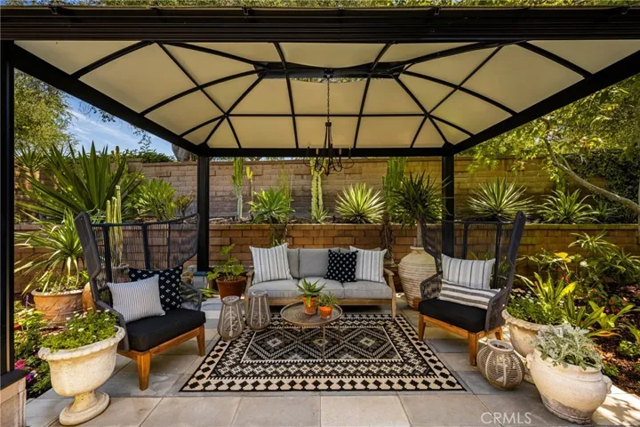 surrounded by low-maintenance landscaping