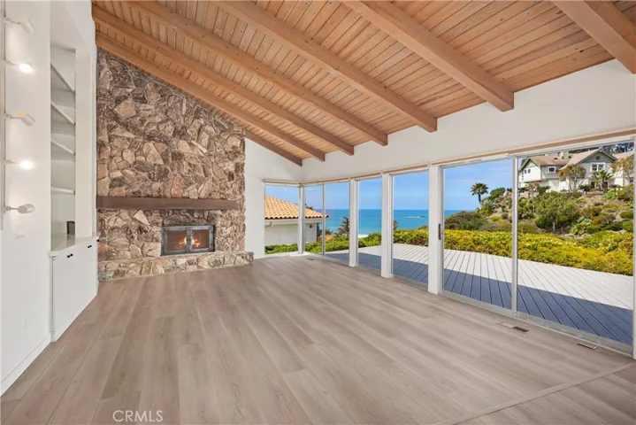 A real fireplace and a real ocean sit down view