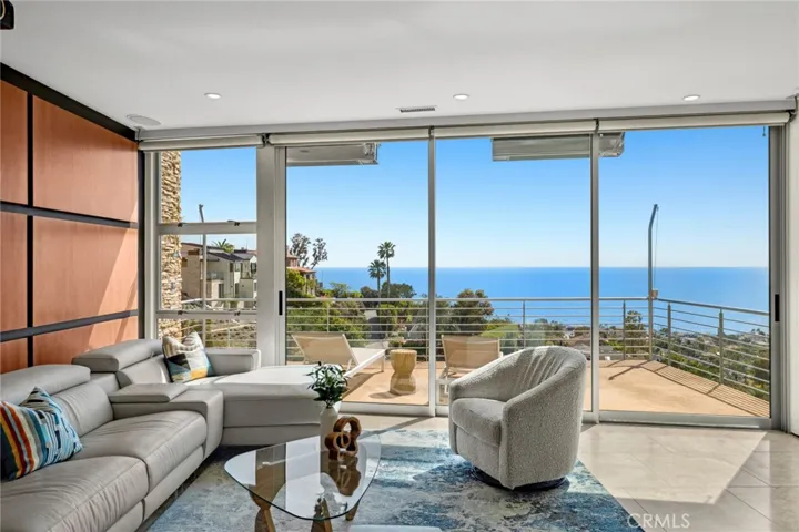 Entertainment room with ocean views