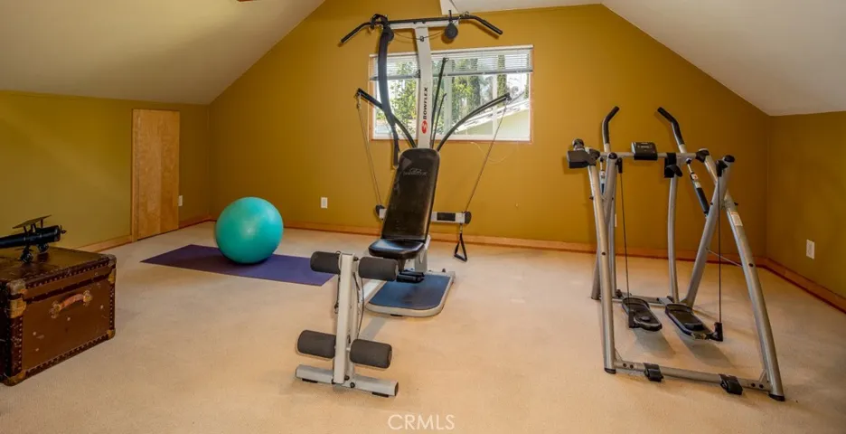 Home gym area in huge loft.