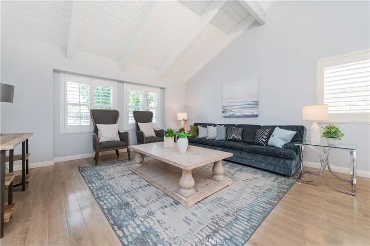 Open living room with impressive vaulted ceilings
