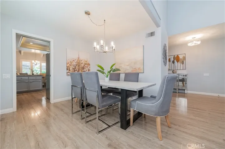 Open dining room with plenty of space for an extended table & seating