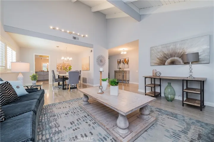 Living room with view of the dining room