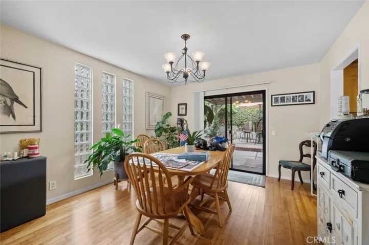 Dining room with sliding doors to covered patio
