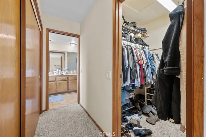 Walk in closet in master bedroom