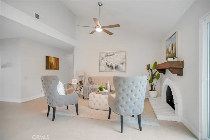 Family room with cozy fireplace